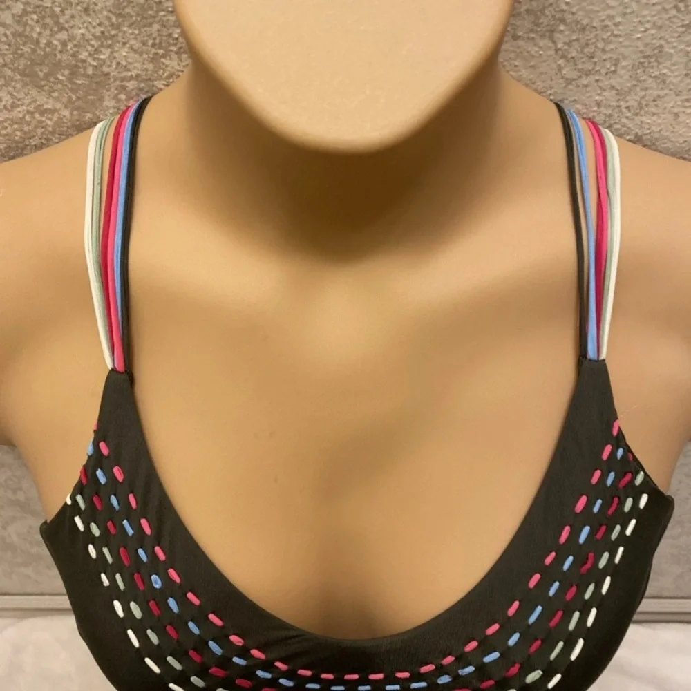 BECCA Olive Bikini Top with Multicolor Ribbons